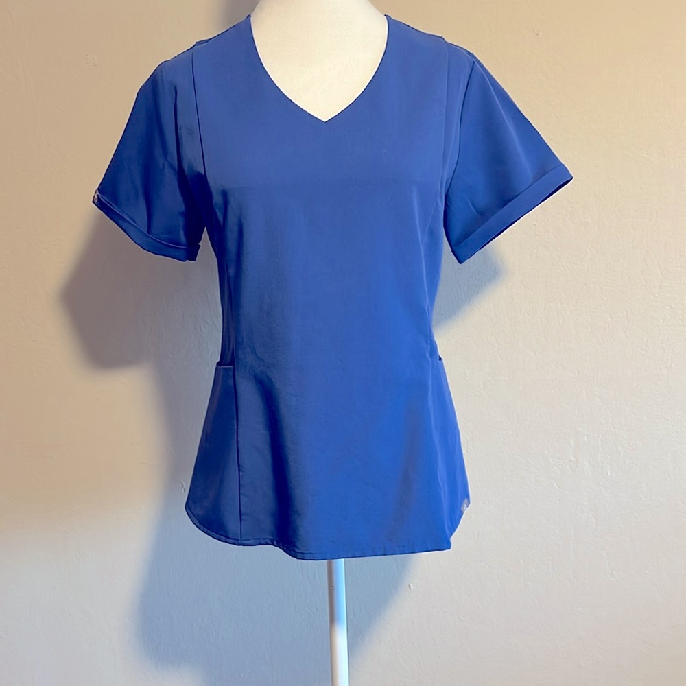 Inala V Neck Scrub Top In Denim, Size Small - Picture 2 of 6